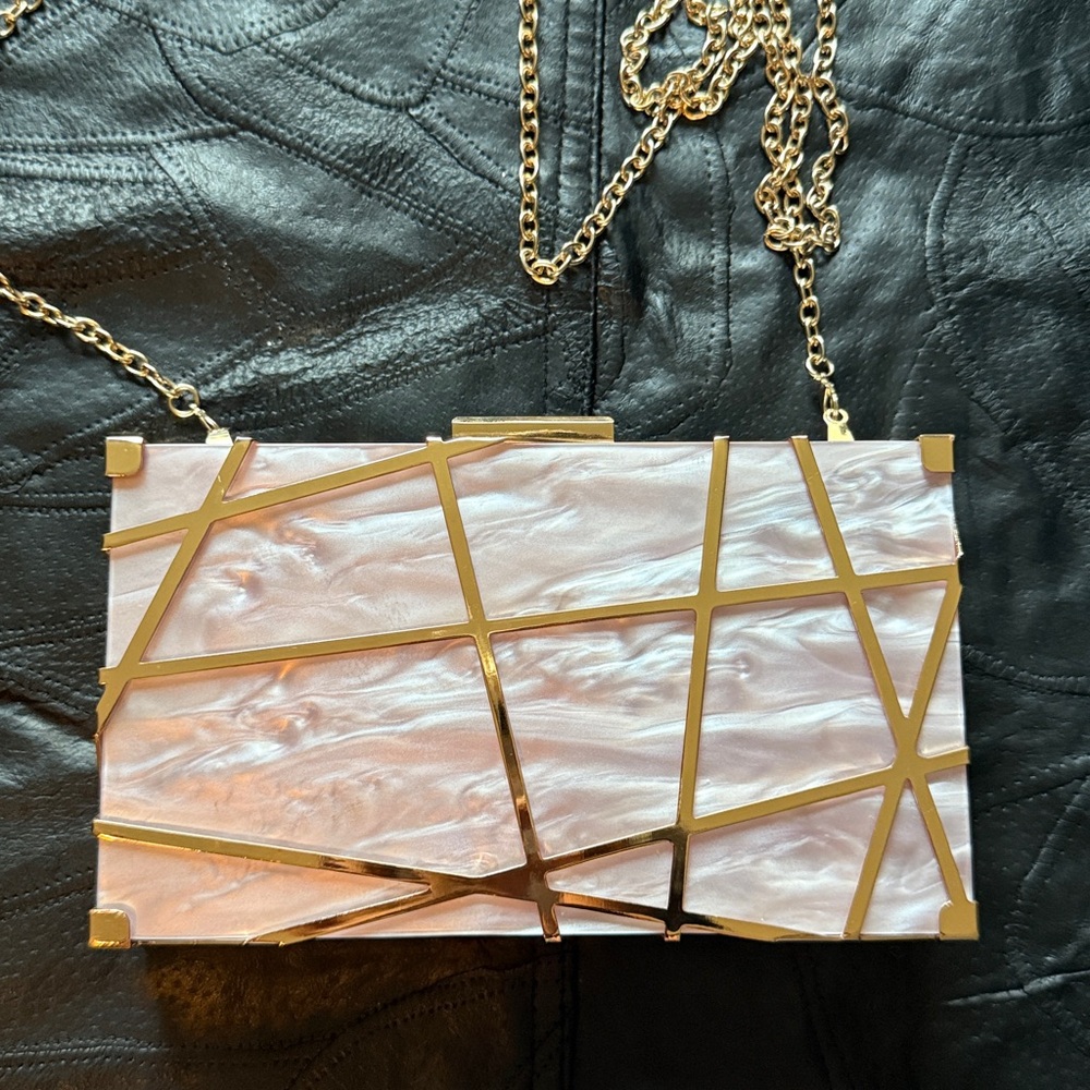Elegant Gold and Cream Clutch